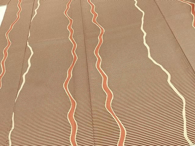 平和屋着物▽小紋 単衣 よろけ縞 洗える着物 AAAU8680fy