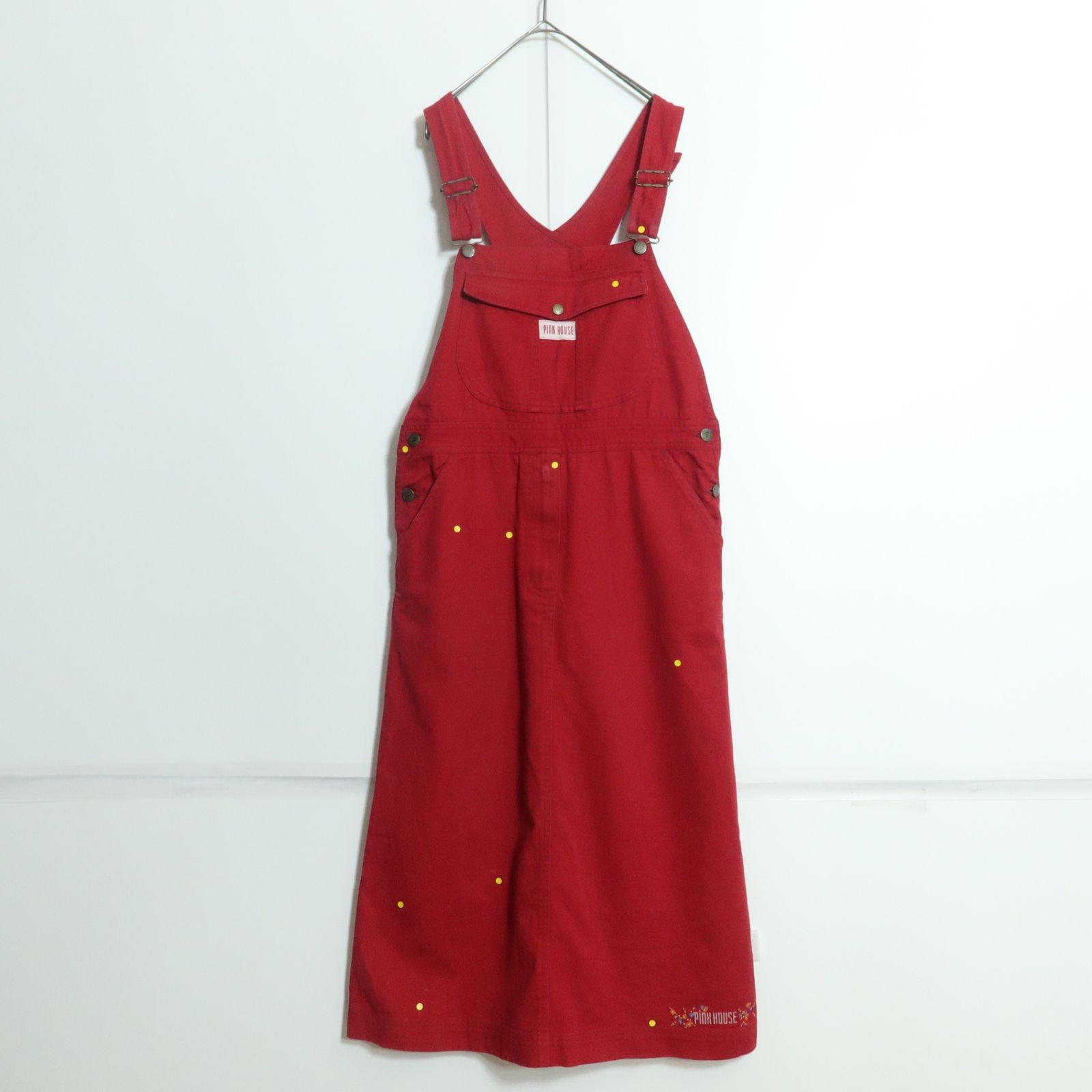 赤色デニムピンクハウスジャンバー 希少♡ピンクハウス 2way ブルゾン ゼッケン ワッペン ロゴ