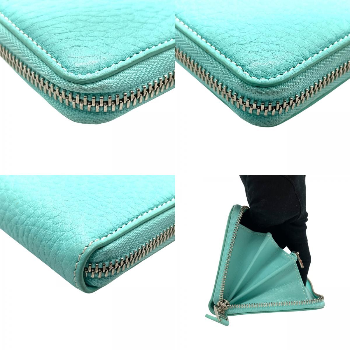 極美品 Tiffany & Co. ティファニー 長財布 ラウンドファスナー 水色