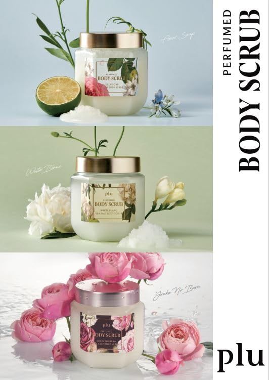 【公式】plu ソルト ボディスクラブ 500g ホワイトブランの香り | 角質ケア 保湿ケア 植物由来オイル配合 乾燥肌 敏感肌向け 香水のような香り 韓国コスメ | Korean Body Scrub White Blanc Scent [ホワイ
