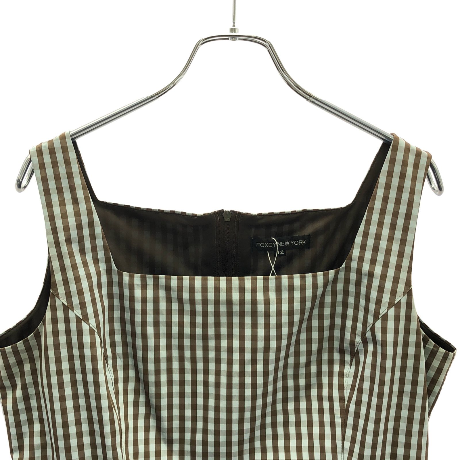 美品✨FOXEY NEW YORK ギンガムチェック ノースリーブ ワンピース フォクシー ニューヨーク FOXEY NEW YORK ワンピース ノースリーブ