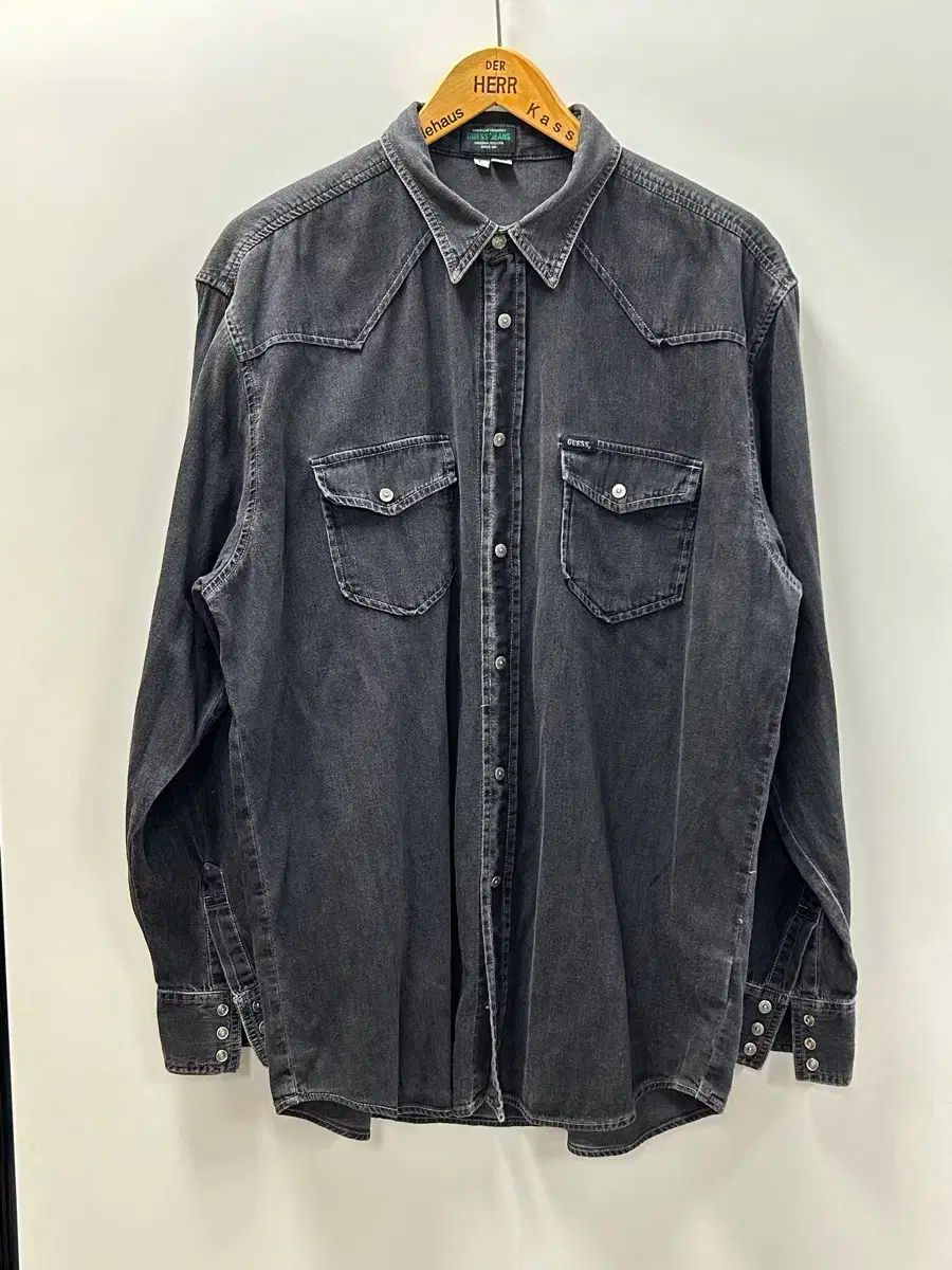 GUESS U S A ブラック デニム ウェスタン シャツ