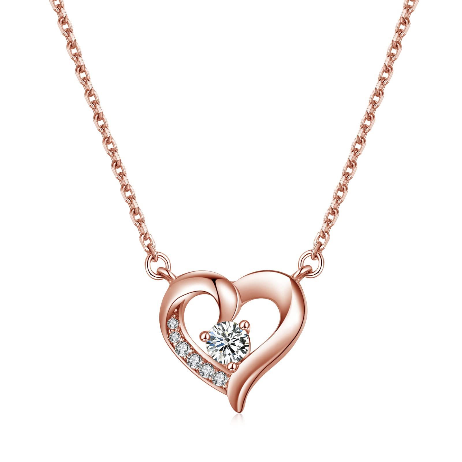 温かい心 シルバー925 ハート 金属アレルギー対応 ジルコニア レディース ネックレス シンプル 誕生石 錆びないネックレス 通勤 FH.bird プレゼント女性