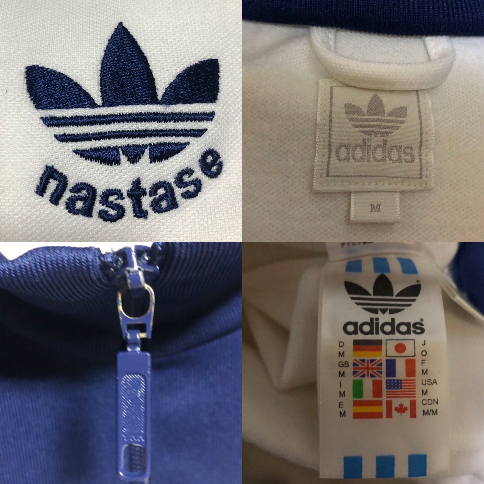 希少XL⭐️adidas×nastaseモデルトラックジャケット/ジャージ ネイビー白赤 刺繍トレファイル vintage