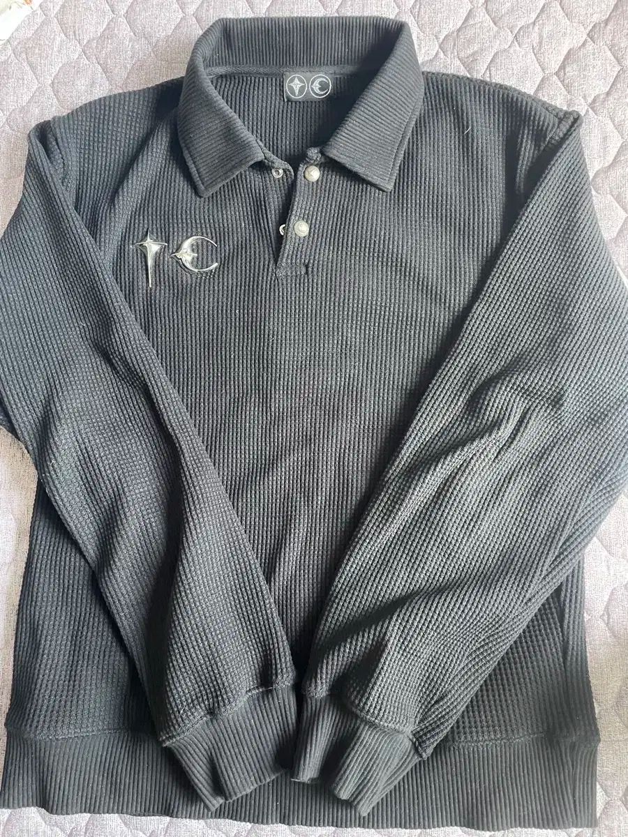 入手困難‼️THUG CLUB サグクラブ ブラックポロシャツ ニットサーマル