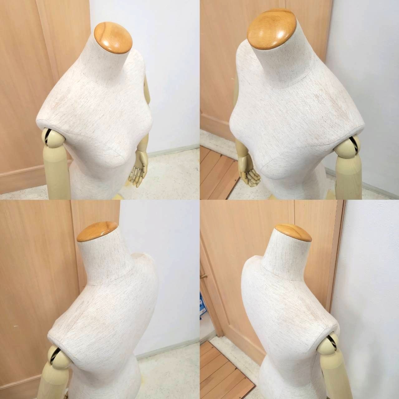 【美品】トルソー 女性 レディース マネキン アイボリー 可動式腕 / 土台付き 美品】トルソー 女性 レディース マネキン アイボリー 可動式腕