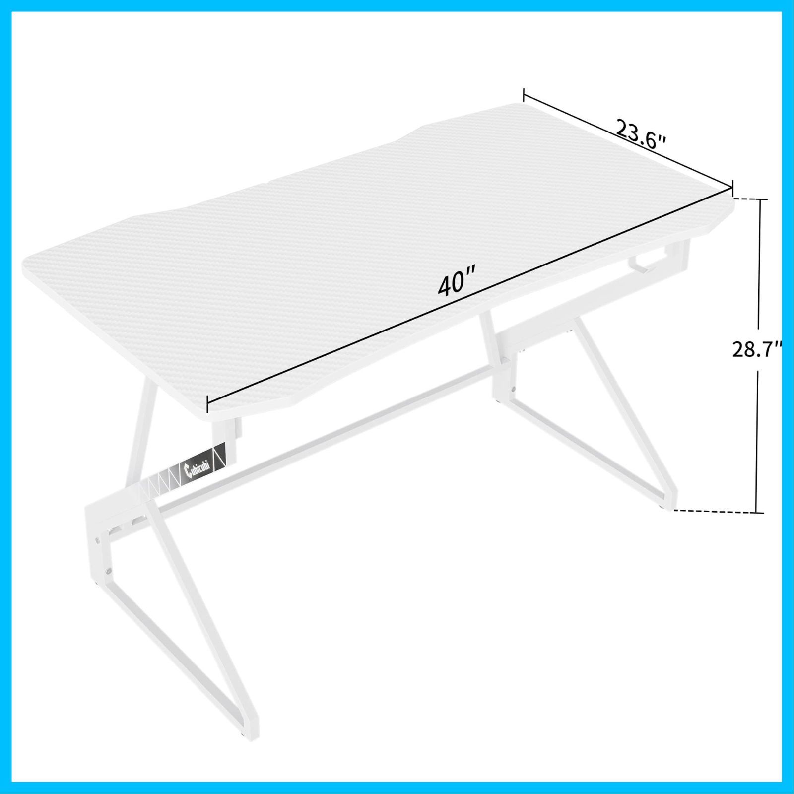 CubiCubiゲーミングデスク 幅100cm*奥行60cm*高さ71cm 組み立て簡単 頑丈 おしゃれ ゲーミングテーブル パソコンデスク  ゲーマー向き デスク ゲーム実況 炭素繊維天板 PCデスク 一人暮らし ヘッドフォンフック付き ゲーム用 ホワイト メルカリ