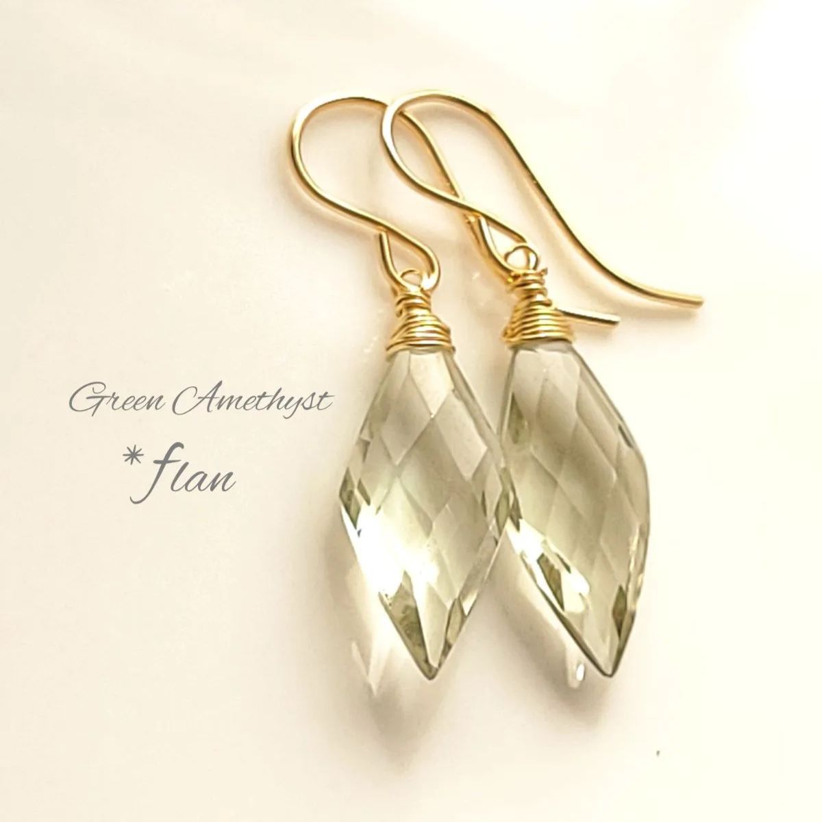 天然石 14kgf 宝石質グリーンアメジスト*ひし形の一粒ピアス - メルカリ