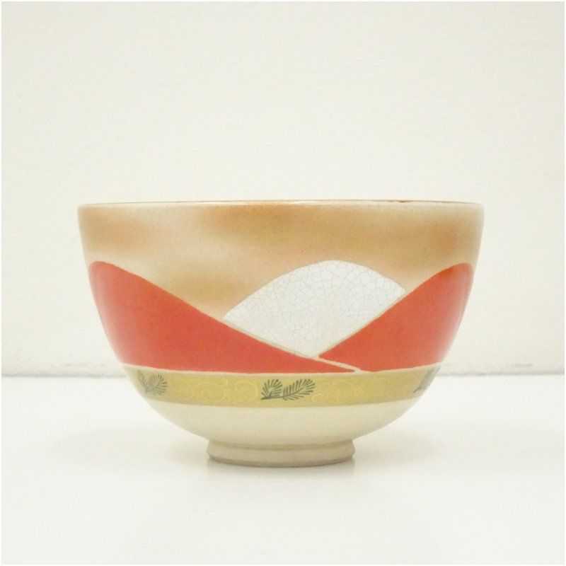 清閑寺窯 杉田祥平 作 色絵仁清湖月流紋 茶碗 京焼 共箱 抹茶碗 美品 です。 道具 ] - 道具 京焼 清閑寺窯 杉田祥平造 色絵仁清松に波画茶碗
