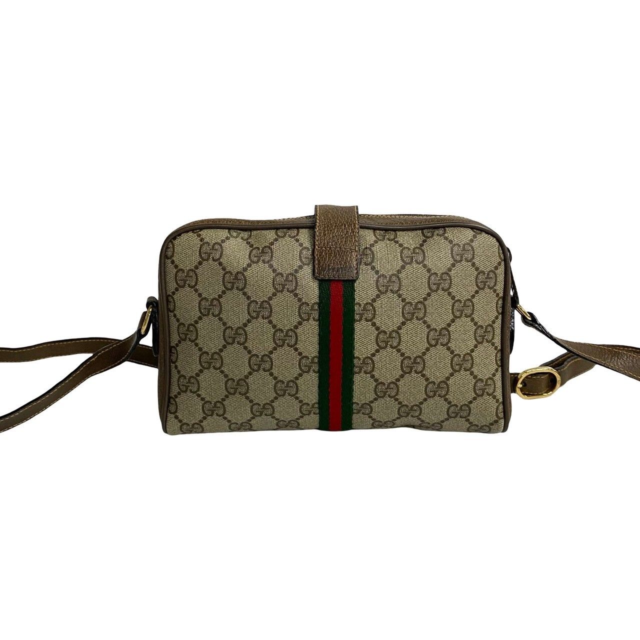 極 美品 保存袋付 GUCCI グッチ オールドグッチ ヴィンテージ シェリーライン GGロゴ レザー PVC 本革 ショルダーバッグ ブラウン  28213 - メルカリ