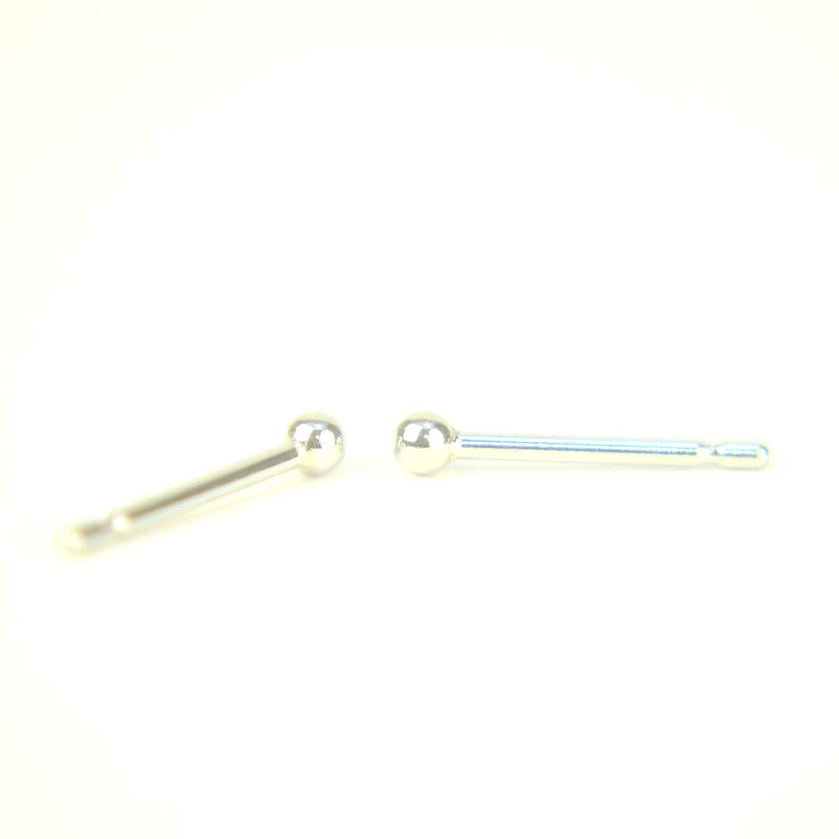 yokomountain セカンドピアス 丸玉ピアス 2mm Pt900 プラチナ 軸太 ピアス芯幅太タイプ 太さ0.9mm長さ10mm 1ペア両耳販売 ボールピアス シンプル 幅太