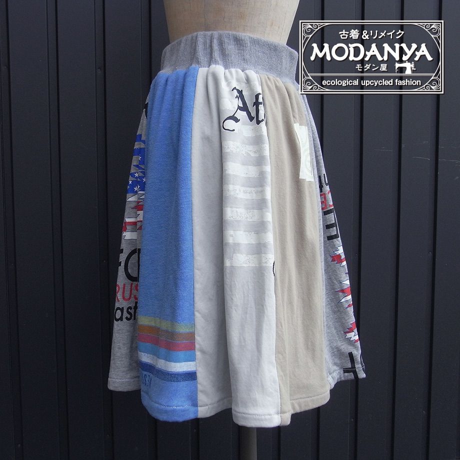 skirt02］リメイク古着［Tシャツ8枚ハギフレアスカート］ - メルカリ