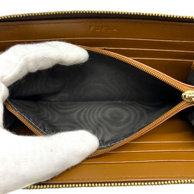 フルラ 長財布 財布 ロングウォレット ラウンドジップ ジップアラウンド モノグラム フラワー 花柄 蝶 PVC ブラウン FURLA