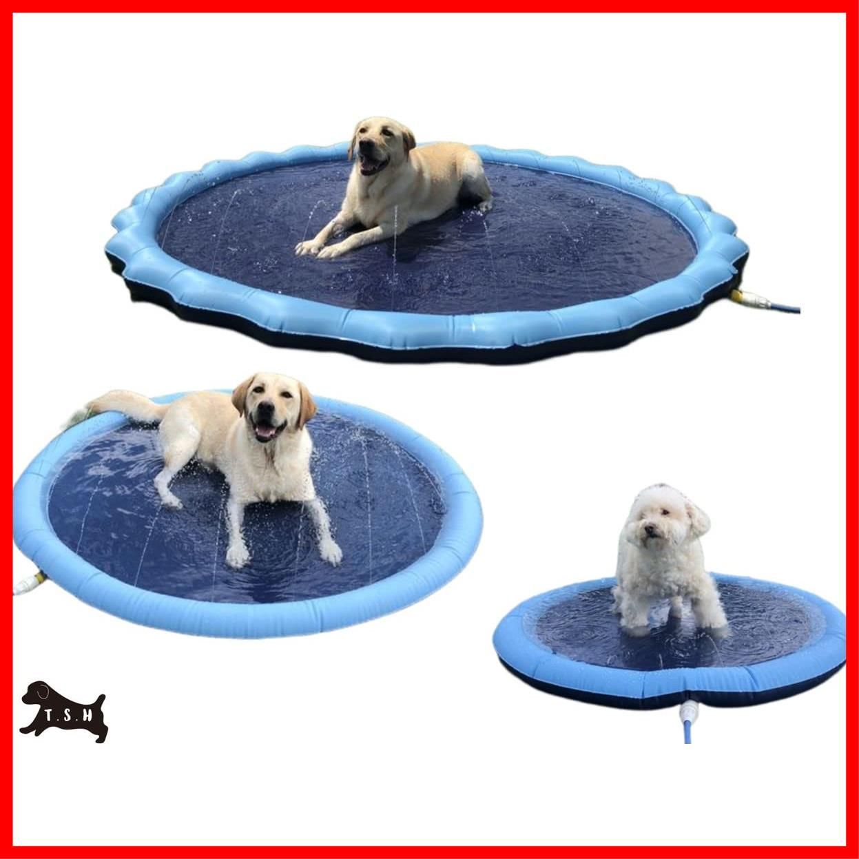 【在庫処分】簡易 夏 持ち運び ベビープール 水遊び 折りたたみ 子供用プール 小型犬 犬 高耐久 中型犬 キッズ用噴水マット プール 大型犬 ペット用 【L・１５０ｃｍ】 (L・１５０) 噴水マッ