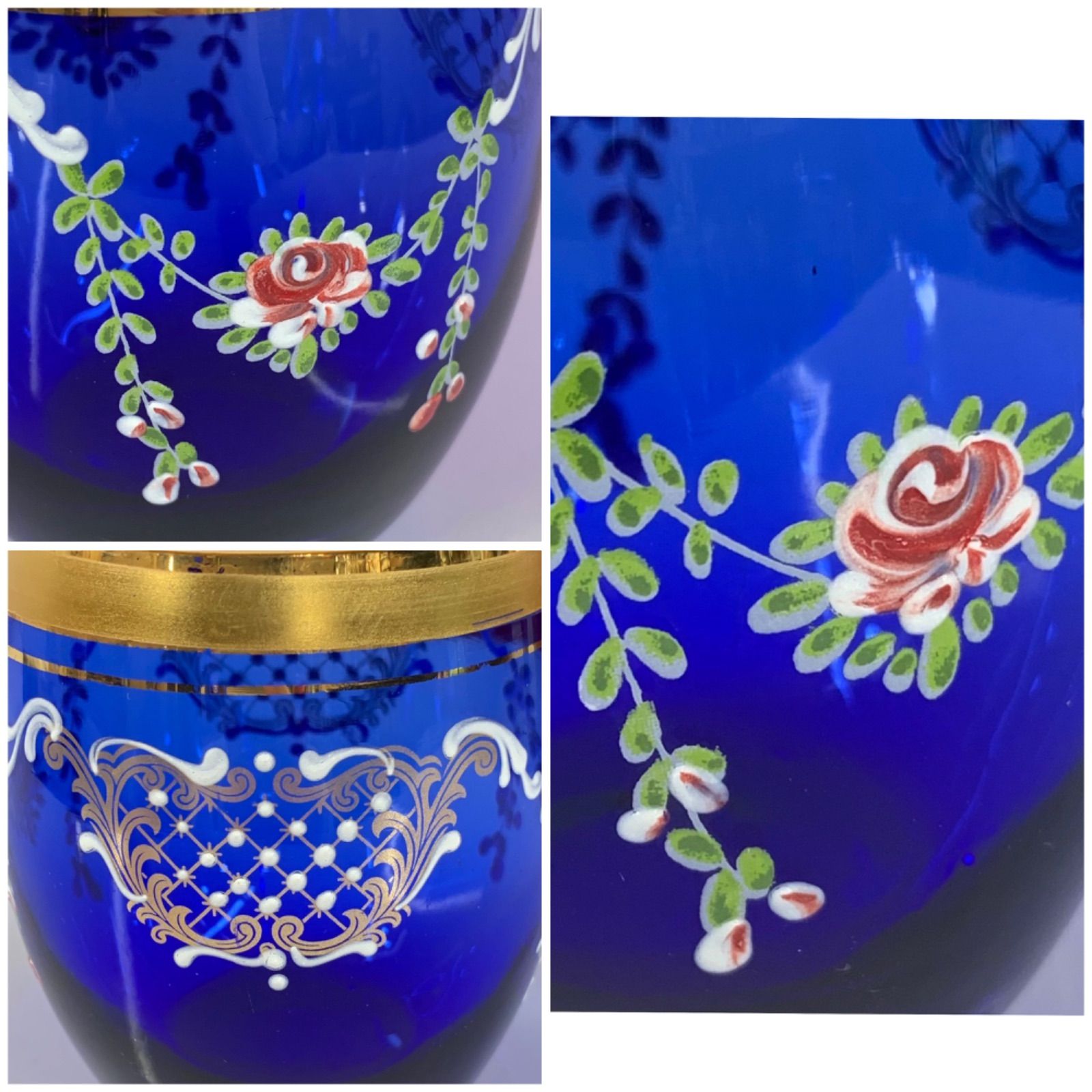 イタリア ベネチアングラス アンティーク ブルー 美品】MURANO GLASS