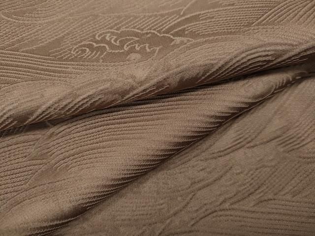 平和屋着物●上質な色無地 立波地紋 白茶色 正絹 CAAX4695ut