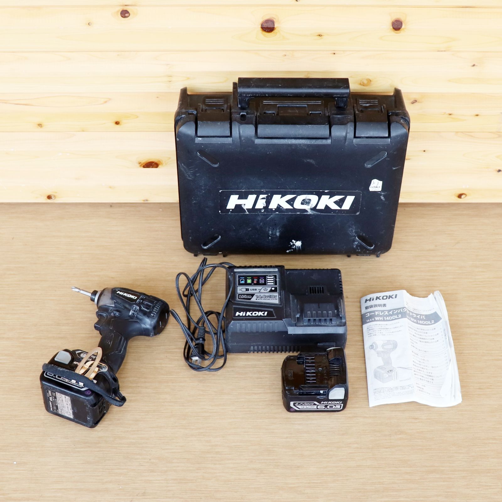 新潟発 HiKOKI コードレスインパクトドライバ WH14DDL2 バッテリー2個付 電動 工具 自動車 整備 タイヤ 交換 ボルト 穴あけ DIY ハイコーキ
