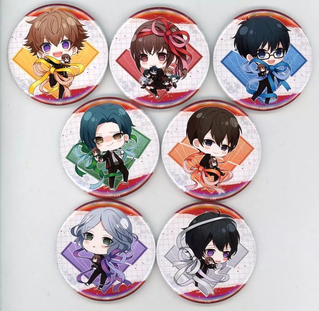 中古】バッジ・ピンズ [単品] 集合 描きおろしちびキャラ缶バッジ7個