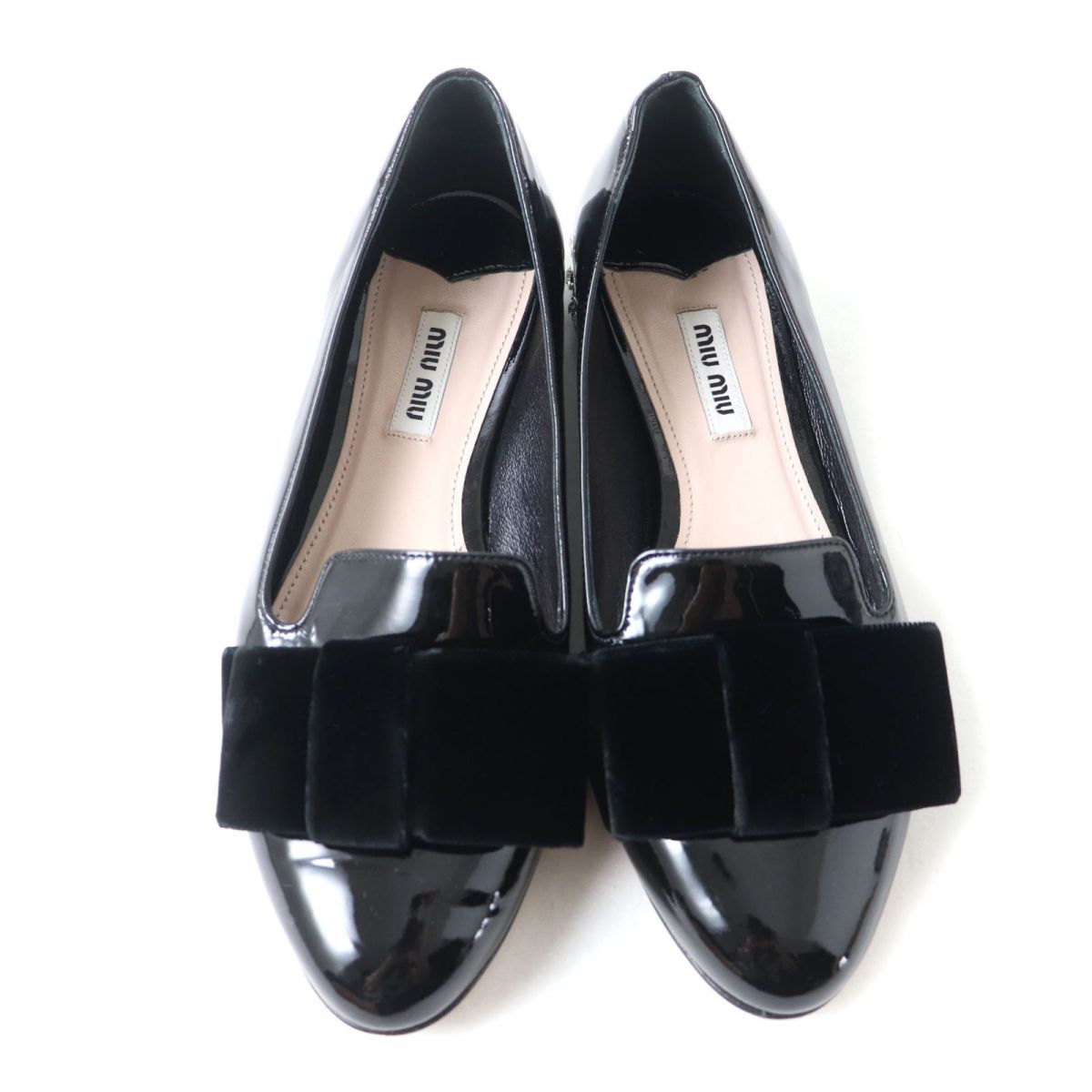 ミュウミュウ クリスタルリボン パンプス 黒 美品