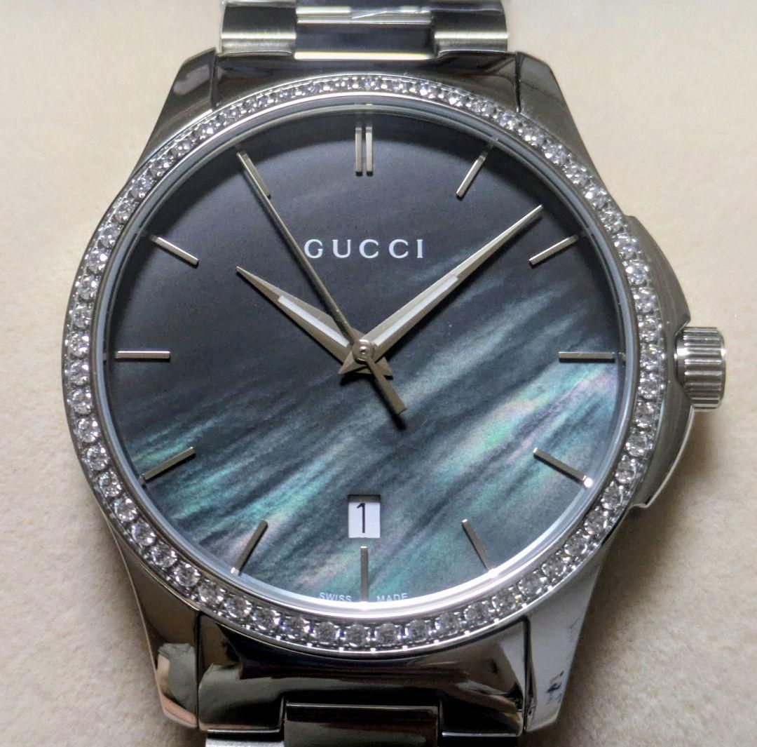 新品未使用　GUCCI　腕時計　ダイヤ ブラックシェル　YA126458 GUCCI 腕時計 ダイヤ ブラックシェル YA126458 - メルカリ