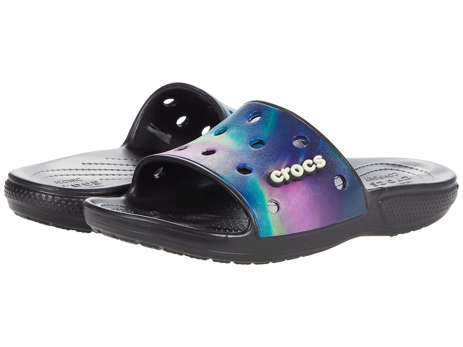 Crocs クロックス 男女兼用 大人用 グラフィック クラシック スライドサンダル マルチ|ブラックアウト オブ This World 7 Women|5 Men マルチ|ブラックアウト オブ This World 7 Women|5 Men