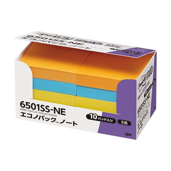 (まとめ) 3M ポストイット エコノパック 強粘着ノート 50×50mm ネオ