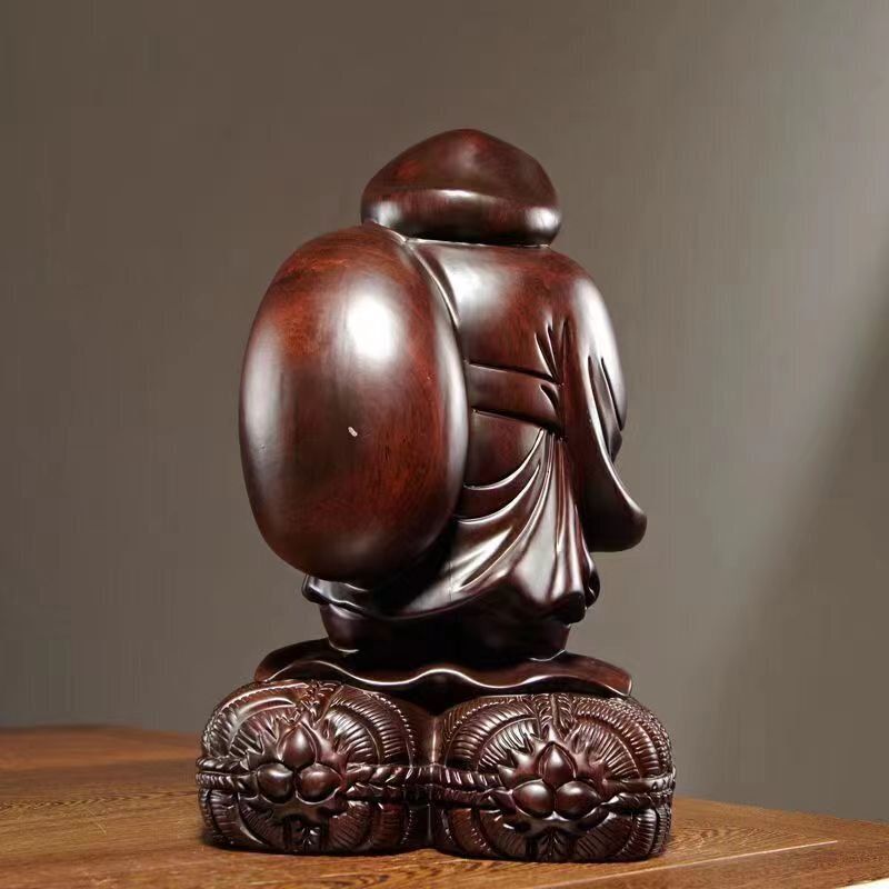 【修縁堂】精彫造像 大黒天 木彫仏像 精密彫刻 大黒様 仏教美術品 総檜材 木彫仏像 出っぱ 仏教美術 精密細工 彩色 三面大黒天 18cm