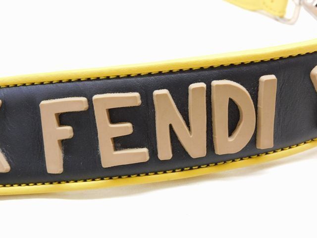 【美品】FENDI フェンディ ショルダーストラップ レザー ショルダーのみ まだ美品 フェンディ FENDI □ レザー イエロー 黄色 ロゴ