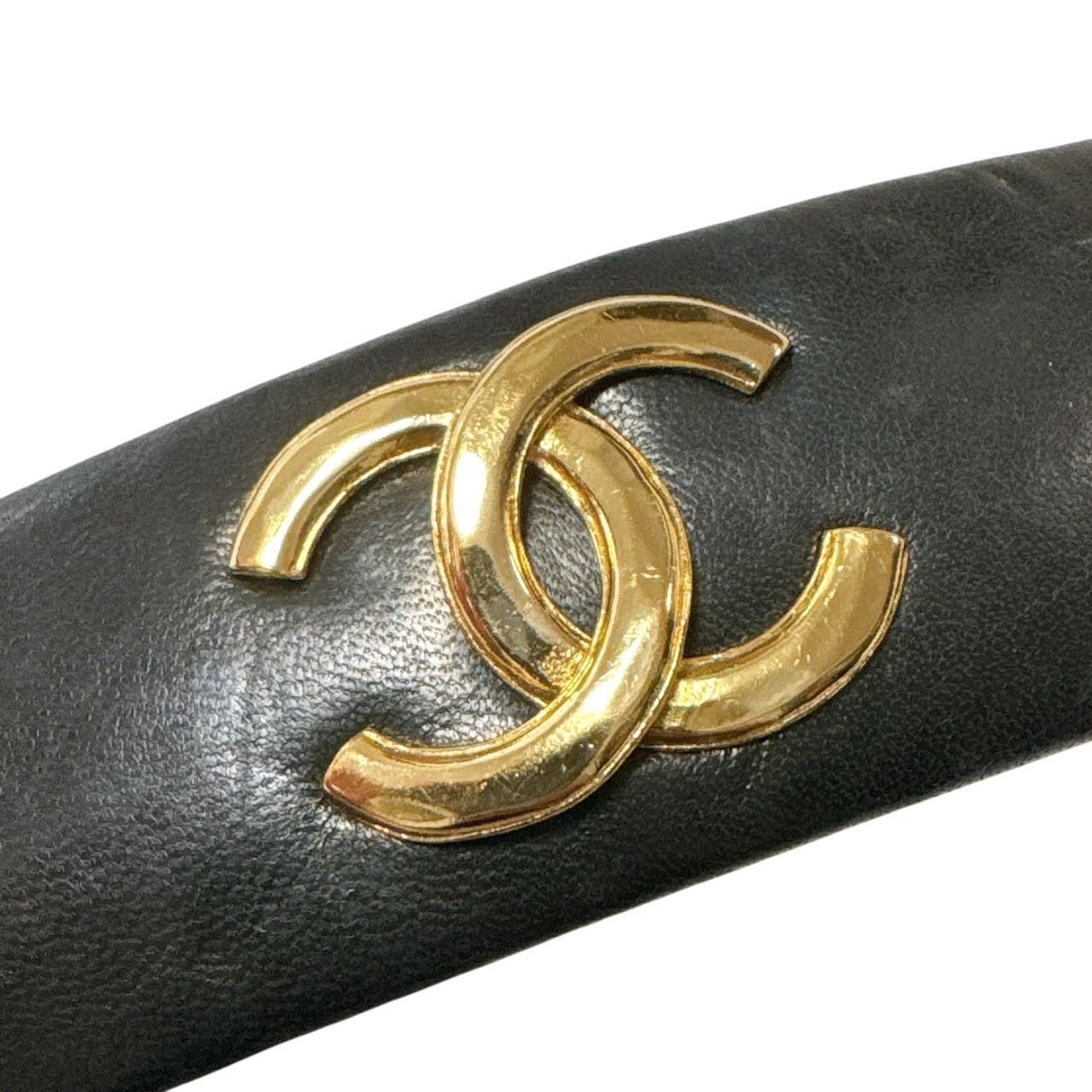 3071 CHANEL シャネル COCO レザー ヘアバレッタ ヘアークリップ