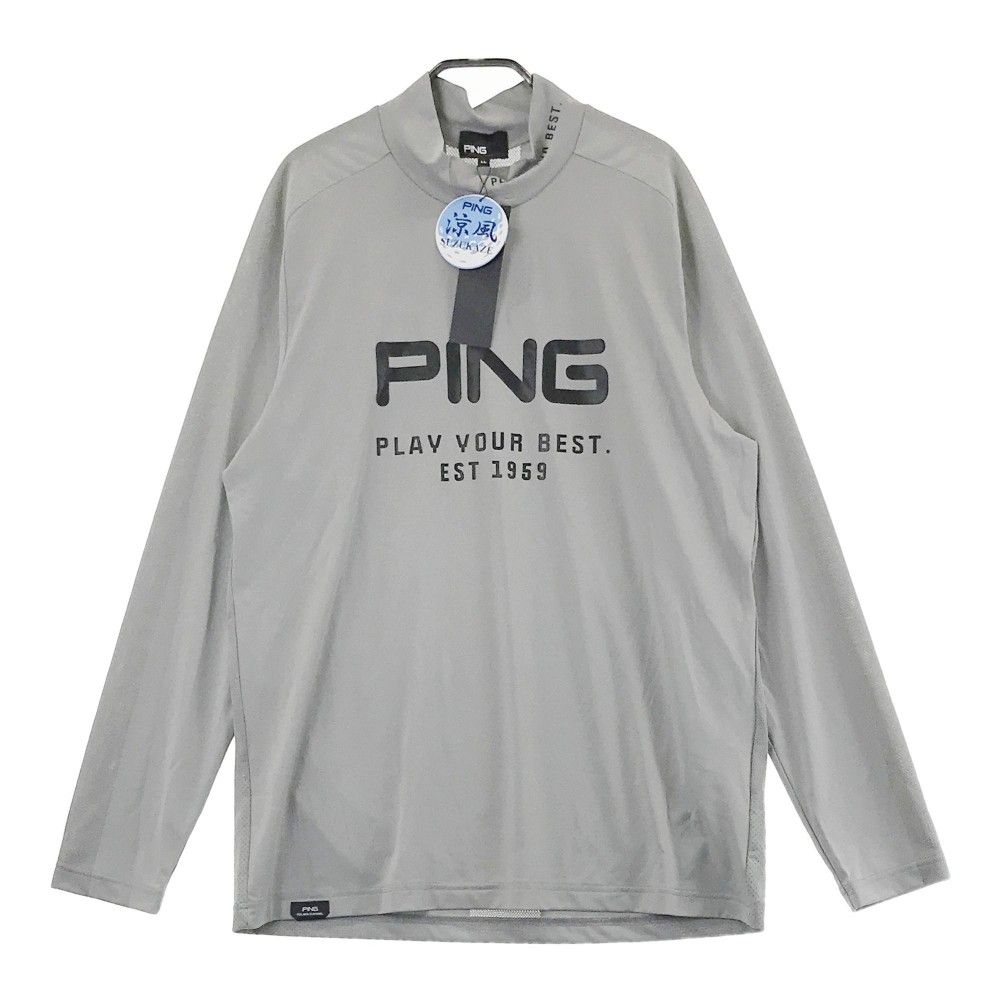 サイズ：LL PING ピン 2025年モデル ハイネック 長袖Tシャツ  グレー系 [240101428218] ゴルフウェア メンズ ストスト サイズ：LL PING ピン 2025年モデル ハイネック 長袖Tシャツ