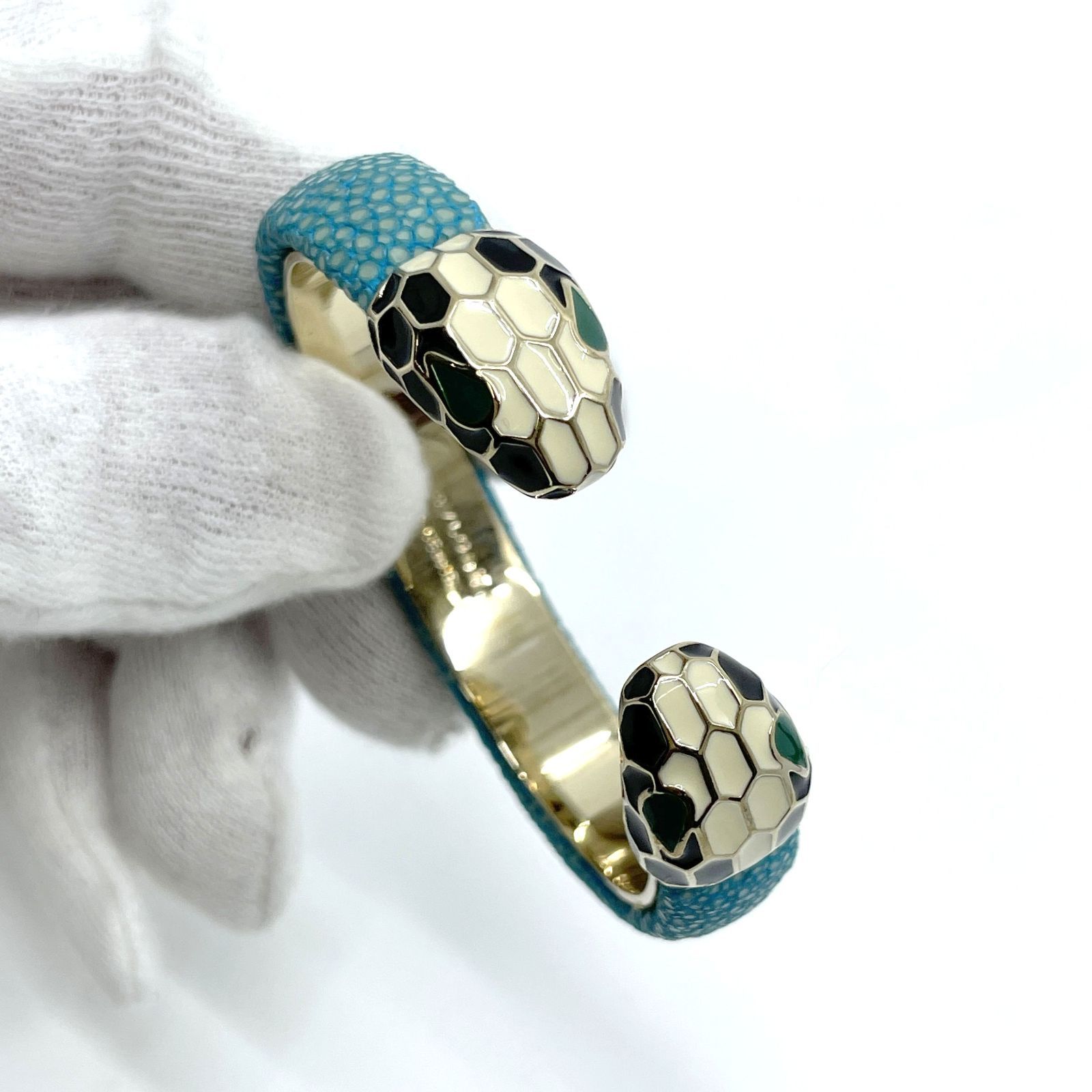 良品 BVLGARI セルペンティ フォーエバー レザーブレスレット