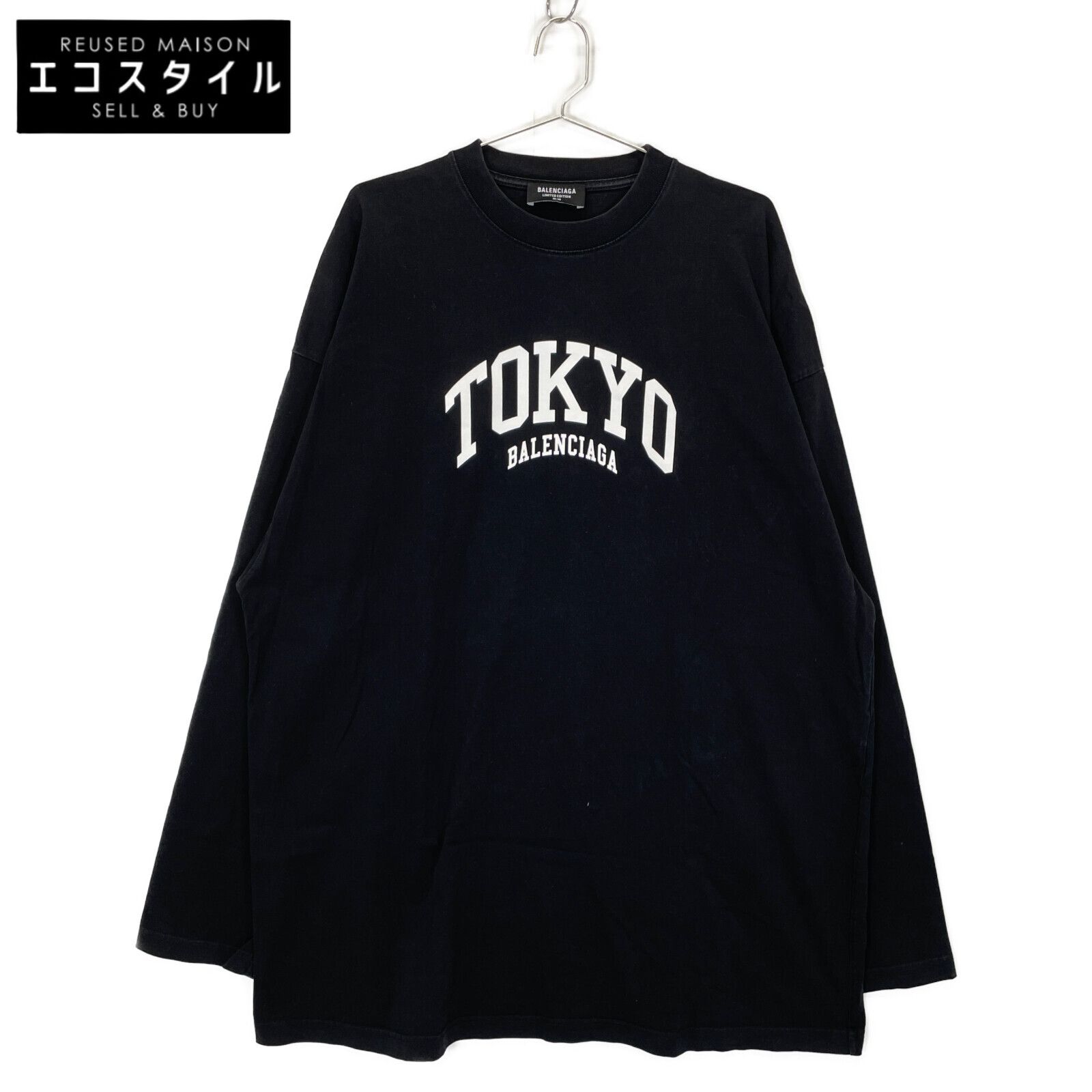 BALENCIAGA バレンシアガ 681046 黒 ﾛｺﾞ 長袖ｶｯﾄｿｰ 3