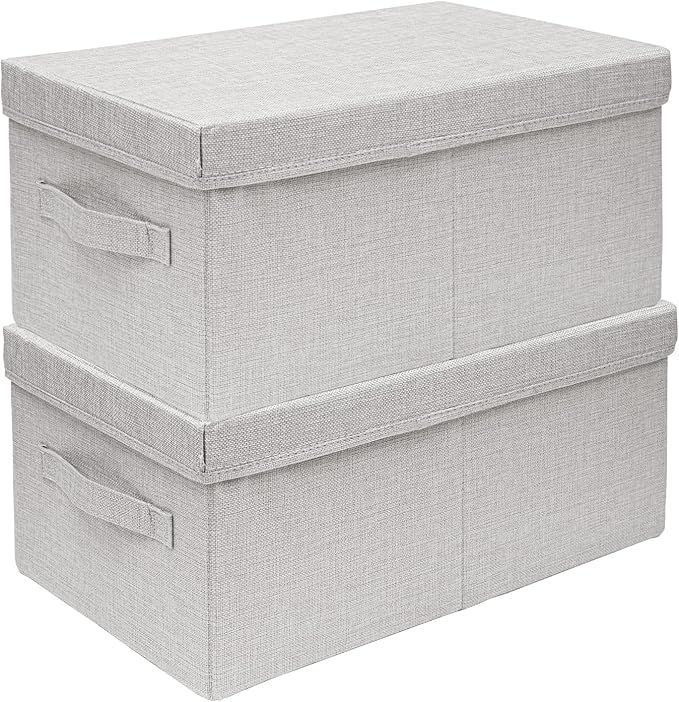 OSCENIEE蓋付き 収納ボックス 布製 折り畳み 収納ボックス布製 大型 収納ケース 服収納ケース 衣類収納 おもちゃ収納 洗濯物 洋服収納 毛布 DVD タオル 車用収納 積み重ね 取っ手付きベージュ L 