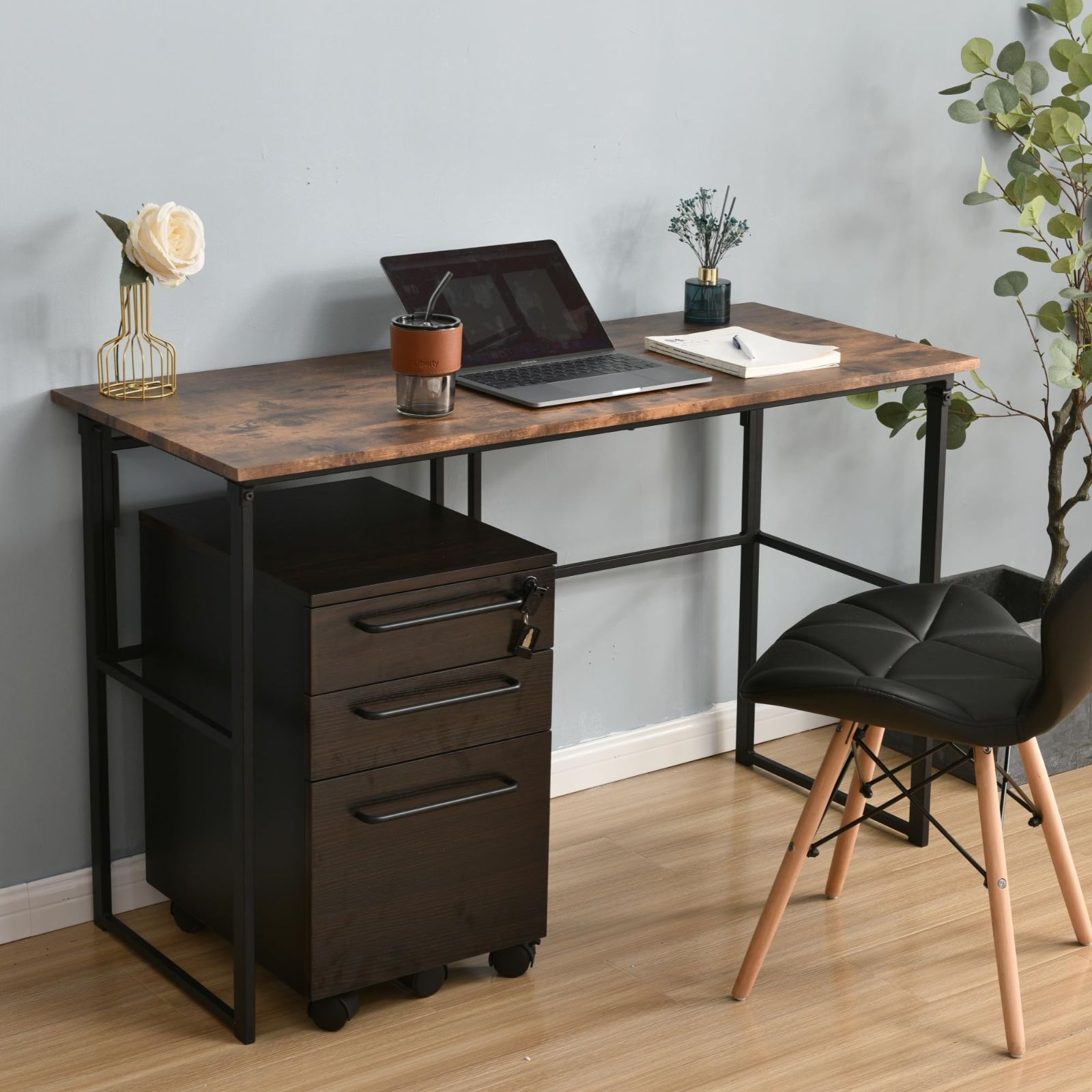 広々 おしゃれ しっかりした構造 シンプル 書斎 オフィス ゲーム PC 勉強机 学習 木製 ワーク ゲーミングテーブル デスク 折りたたみ 完成品 幅120cm パソコンデスク パソコンデスク ブラウン OSJ