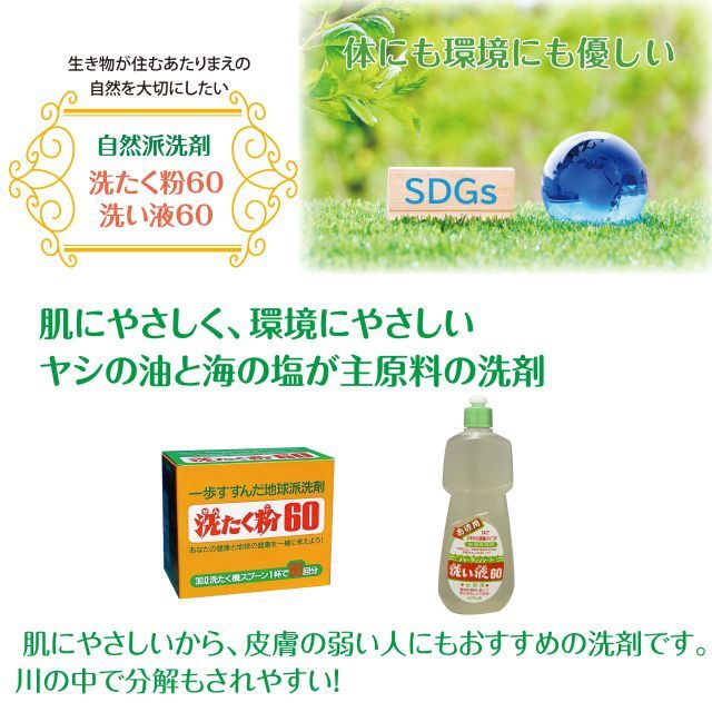 洗い液60 800ｍｌ 台所用洗剤 12本セット 自然派 ヤシ油由来 ニオイなし 快い洗い心地 手荒れ防止 SDGs