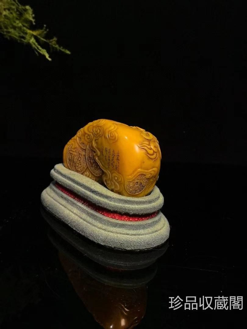旧蔵 文房具 印鑑 時代物 古い田黄石 貔貅神獣 文鎮 インテリア