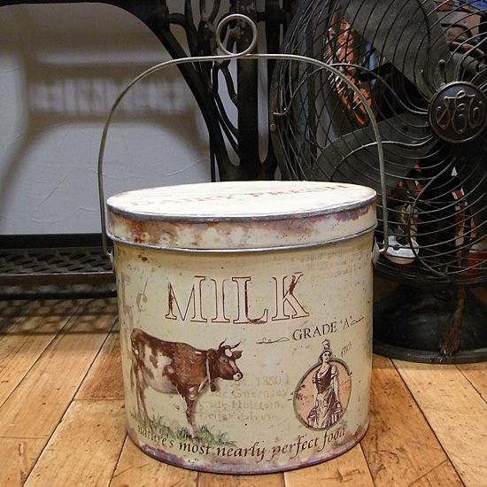 ブリキ缶 ストッカー Milk カントリー雑貨