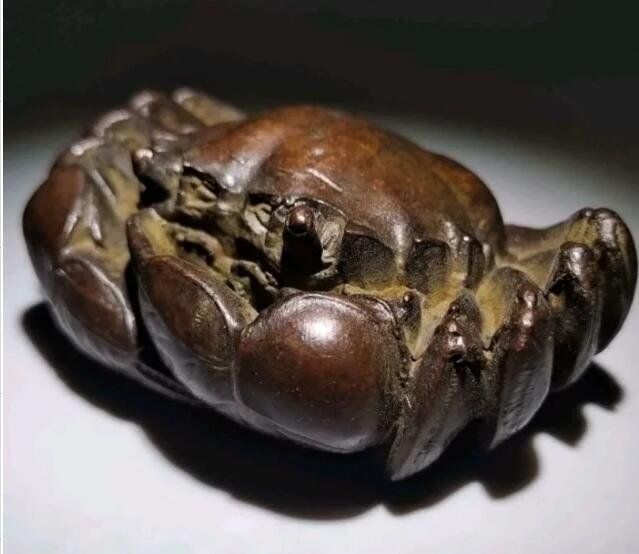 銅 細工 茶道具 香道具 蓋置 置物 八方来財 茶道茶寵 蟹 銅