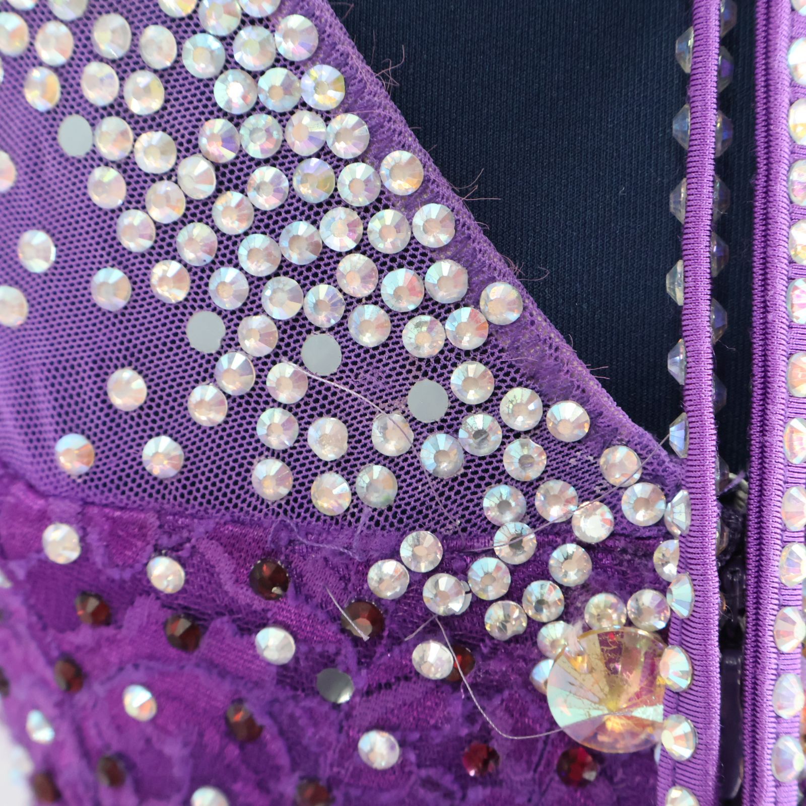 社交ダンス衣装】パープル ワンピース ドレス 紫 フロート 花