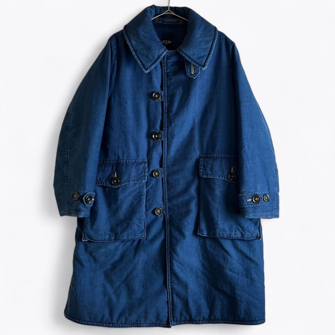 定価9万【美品】45R ふっくらサテンコート キュプラ裏地 ライナー付 ネイビー 45R 麦サテンのイヌイットコート（加工） インディゴ 中綿