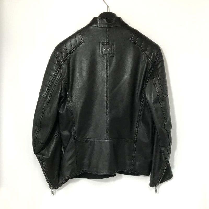 あ*ら様 HUGO BOSS レザージャケット HUGOBOSS ヒューゴボス レザージャケット 革ジャン ラムレザー ジップ