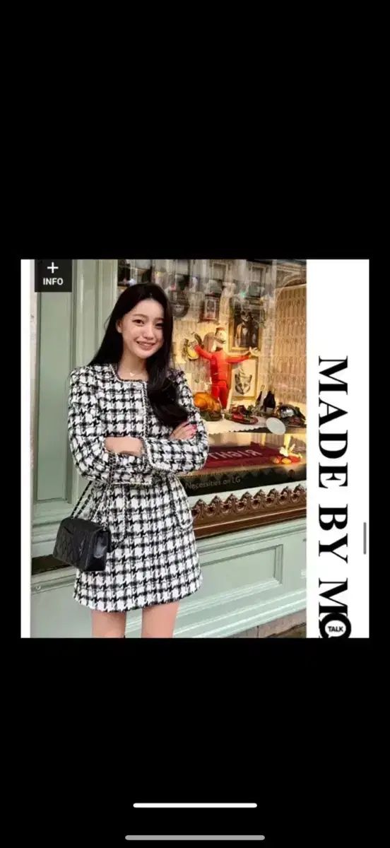 ウェアリングショット 実物写真 O marie market マリマーケット ノーカラー ツイード セットアップ グレー M