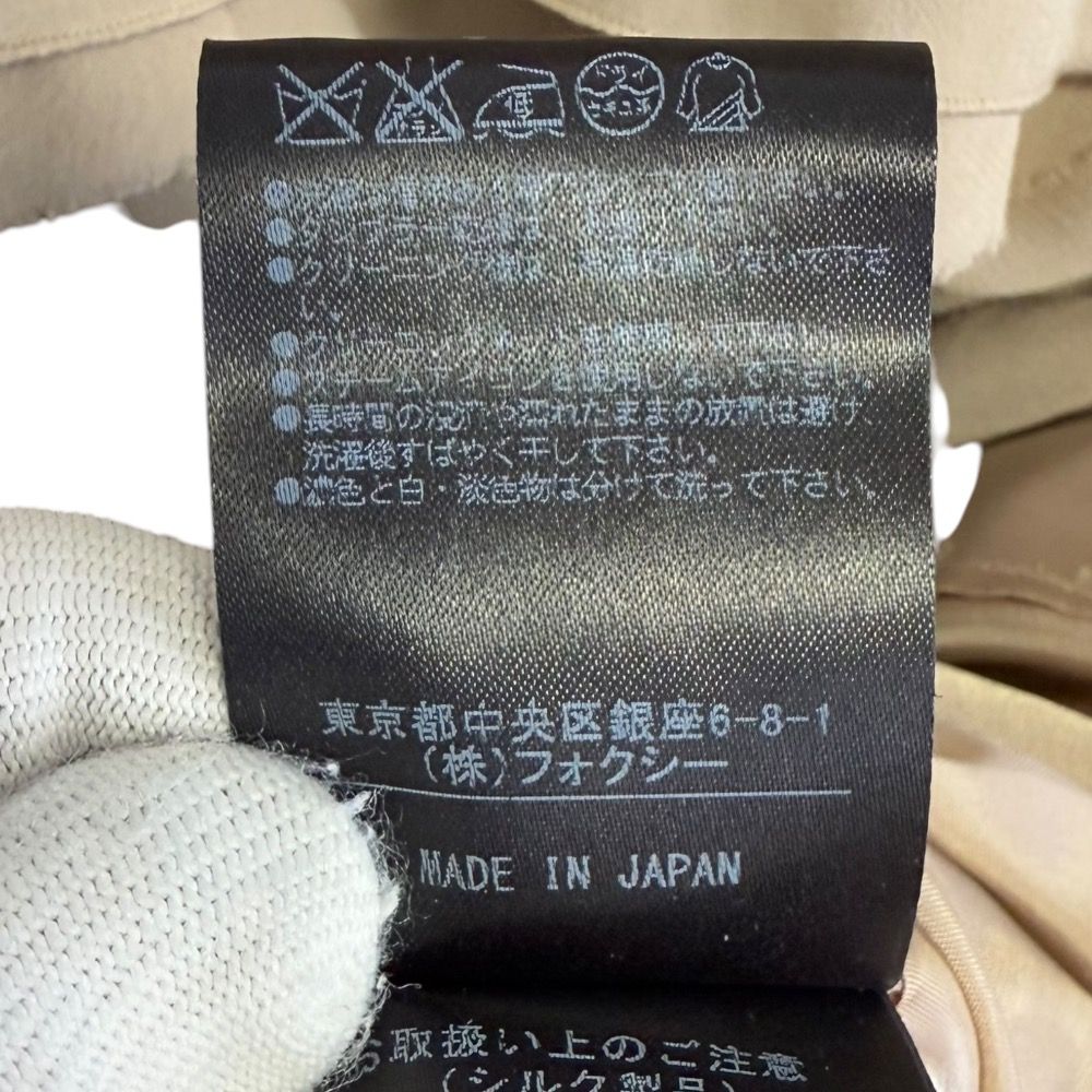 美品 FOXEY フォクシー シルク100％ シアー ひざ丈 ノースリーブ  