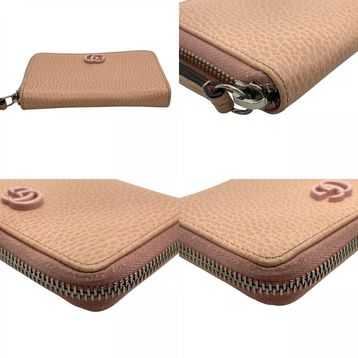 極美品 グッチ GUCCI カードケース 644412 レザー ピンクベージュ 