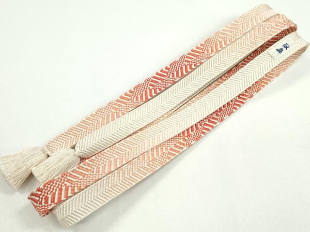 平和屋□極上 有職組紐道明 帯締め 冠組 朱色 宮内庁御用 国立