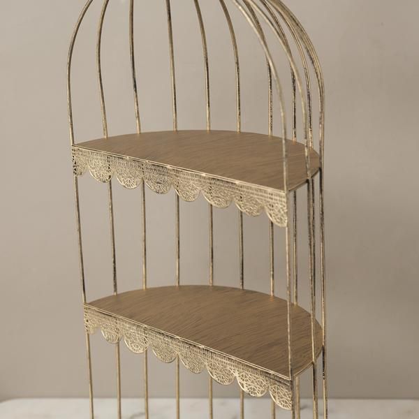 鳥かご　飾り棚　ディスプレイ棚　アンティーク　おしゃれ棚 オープンシェルフ おしゃれ ミニシェルフ ディスプレイラック ゴールド