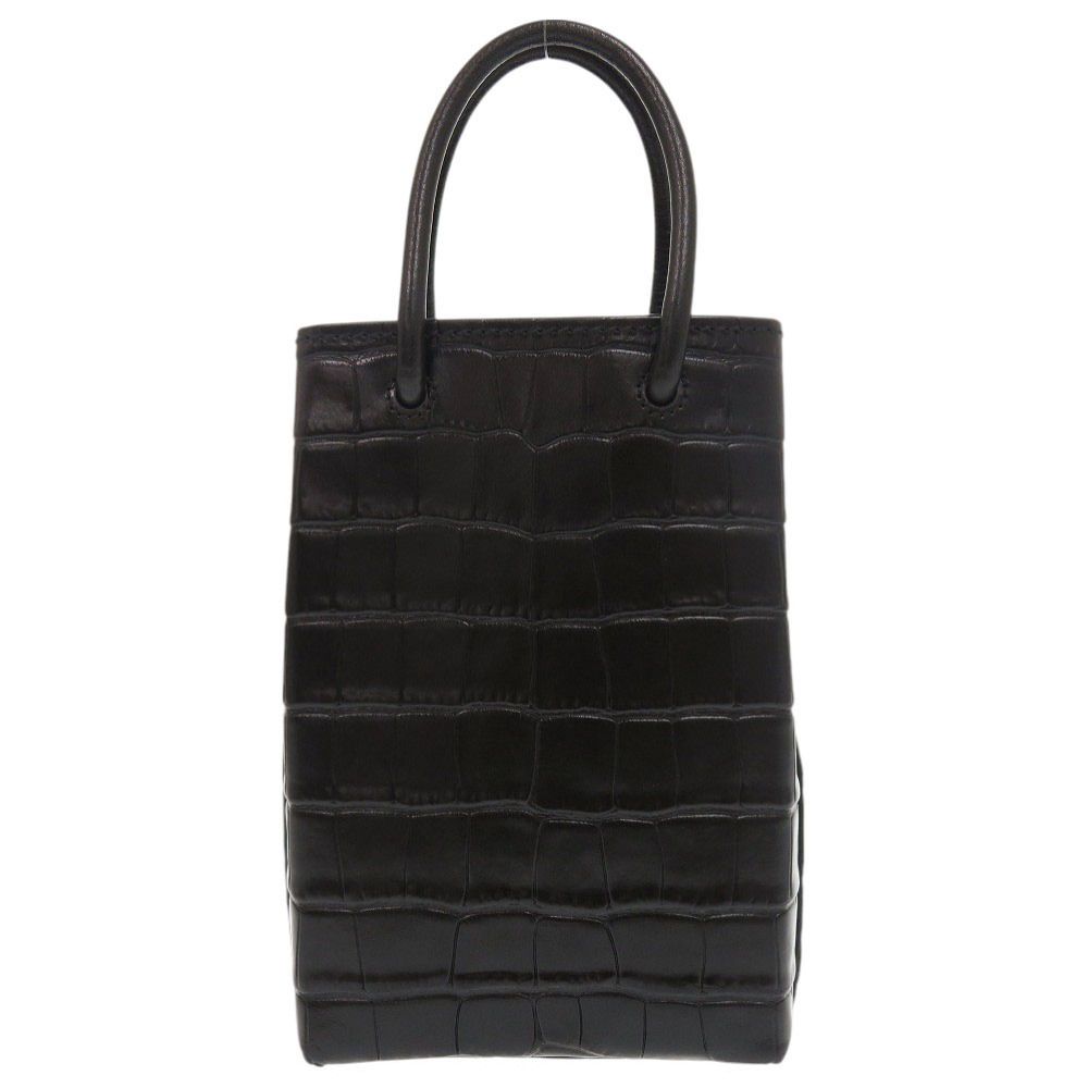 【ラグジュアリー×フェミニン】BALENCIAGA バッグ クロコ型押し 新品同様 バレンシアガ クロコ型押しレザー ブラック