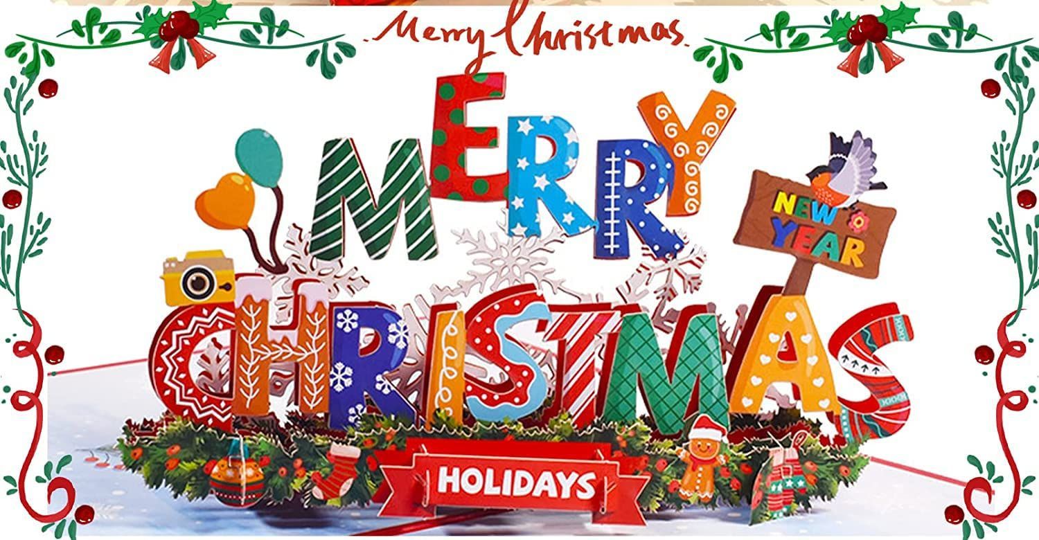 Christmas Merry サンタクロースカード 挨拶 の願い ギフト ホリデー 手作りギフト 封筒付き 飾り 飛び出す メッセージカード グリーディングカード ポップアップ 3 D 立体 カード JUTO