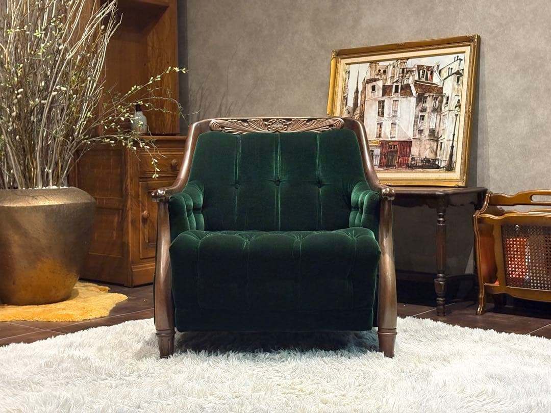 maruni マルニ木工1人掛けソファオットマンセットボタンダウンnZ