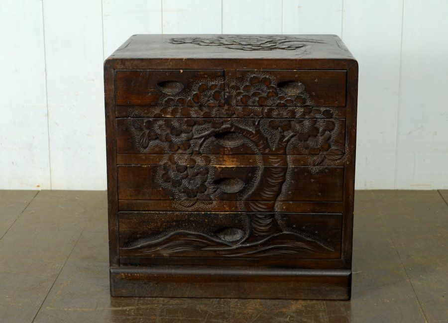 昭和レトロ 五段小引き出し ミッドセンチュリー 小家具 古民家 骨董品 昭和レトロ小引き出し5段/w32.5×d27.5×h48.5cm- カフェスタイルの